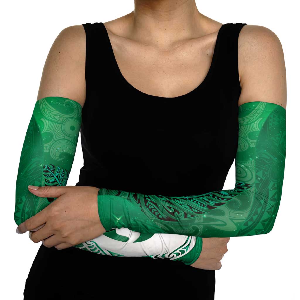 New Zealand Matariki Arm Sleeves Maori Manaia Galaxy Silver Fern Green Color