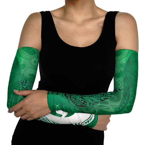 New Zealand Matariki Arm Sleeves Maori Manaia Galaxy Silver Fern Green Color
