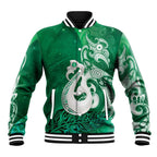 New Zealand Matariki Baseball Jacket Maori Manaia Galaxy Silver Fern Green Color