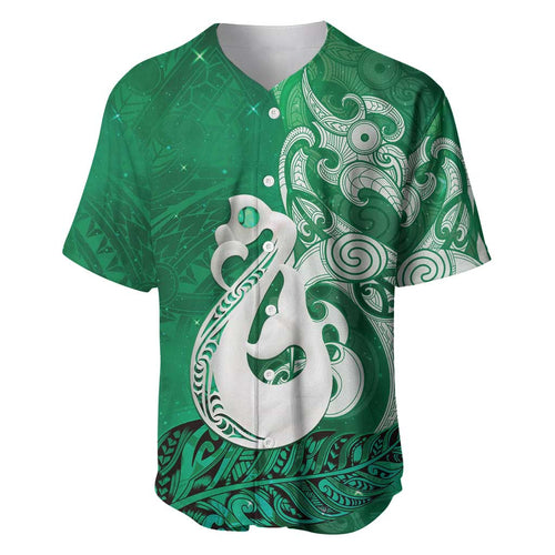 New Zealand Matariki Baseball Jersey Maori Manaia Galaxy Silver Fern Green Color