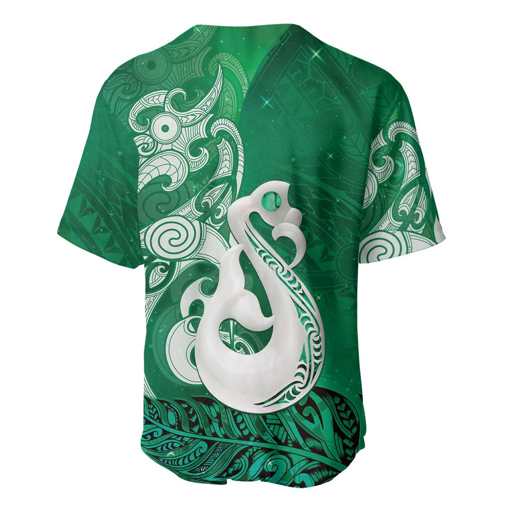 New Zealand Matariki Baseball Jersey Maori Manaia Galaxy Silver Fern Green Color