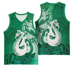 New Zealand Matariki Basketball Jersey Maori Manaia Galaxy Silver Fern Green Color