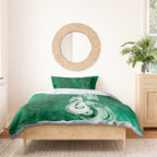 New Zealand Matariki Bedding Set Maori Manaia Galaxy Silver Fern Green Color
