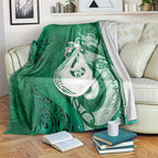 New Zealand Matariki Blanket Maori Manaia Galaxy Silver Fern Green Color