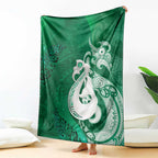 New Zealand Matariki Blanket Maori Manaia Galaxy Silver Fern Green Color