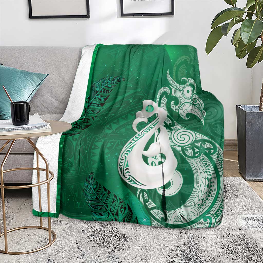 New Zealand Matariki Blanket Maori Manaia Galaxy Silver Fern Green Color
