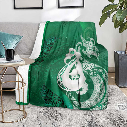 New Zealand Matariki Blanket Maori Manaia Galaxy Silver Fern Green Color