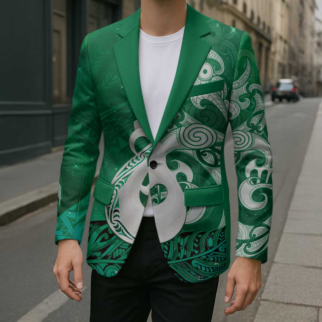 New Zealand Matariki Blazer Maori Manaia Galaxy Silver Fern Green Color