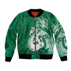 New Zealand Matariki Bomber Jacket Maori Manaia Galaxy Silver Fern Green Color