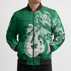 New Zealand Matariki Bomber Puffer Jacket Maori Manaia Galaxy Silver Fern Green Color