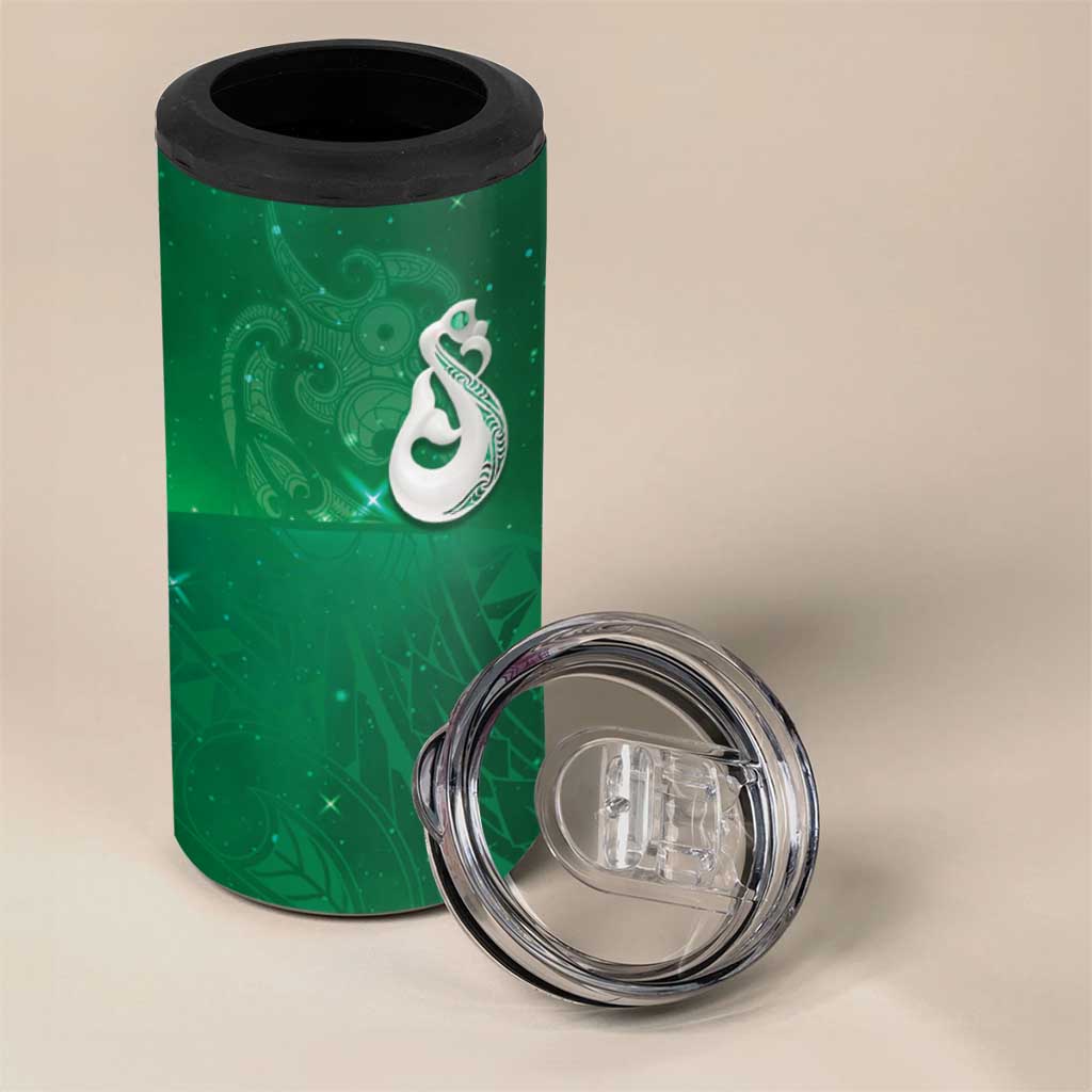 New Zealand Matariki 4 in 1 Can Cooler Tumbler Maori Manaia Galaxy Silver Fern Green Color