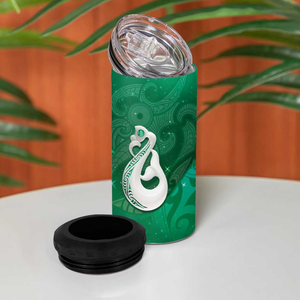 New Zealand Matariki 4 in 1 Can Cooler Tumbler Maori Manaia Galaxy Silver Fern Green Color