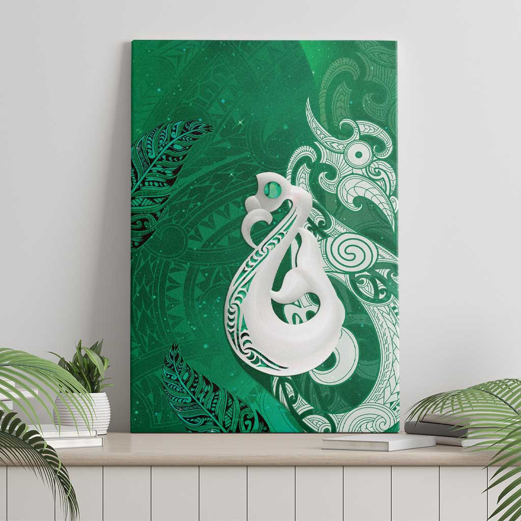 New Zealand Matariki Canvas Wall Art Maori Manaia Galaxy Silver Fern Green Color