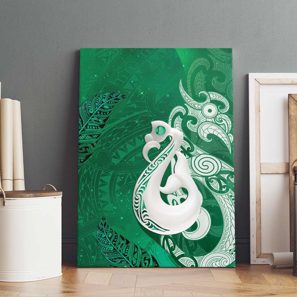 New Zealand Matariki Canvas Wall Art Maori Manaia Galaxy Silver Fern Green Color