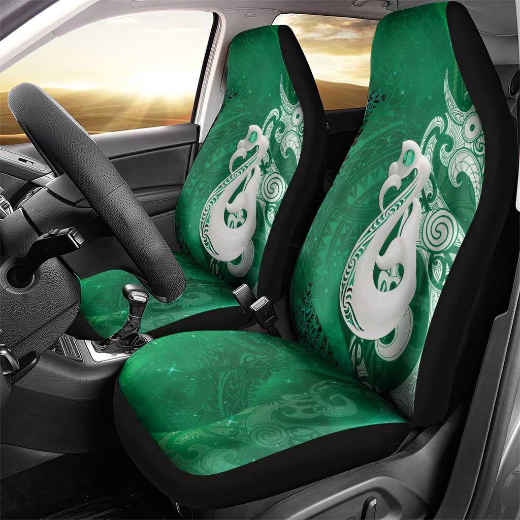 New Zealand Matariki Car Seat Cover Maori Manaia Galaxy Silver Fern Green Color