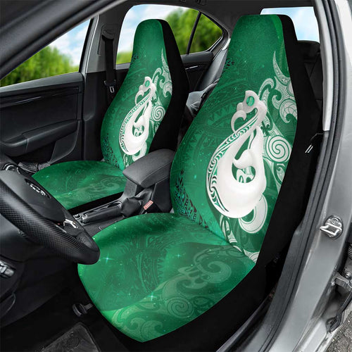 New Zealand Matariki Car Seat Cover Maori Manaia Galaxy Silver Fern Green Color
