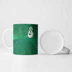 New Zealand Matariki Ceramic Mug Maori Manaia Galaxy Silver Fern Green Color