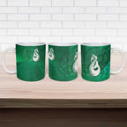 New Zealand Matariki Ceramic Mug Maori Manaia Galaxy Silver Fern Green Color