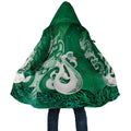 New Zealand Matariki Cloak Maori Manaia Galaxy Silver Fern Green Color