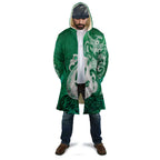 New Zealand Matariki Cloak Maori Manaia Galaxy Silver Fern Green Color