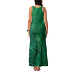 New Zealand Matariki Family Matching Tank Maxi Dress and Hawaiian Shirt Maori Manaia Galaxy Silver Fern Green Color