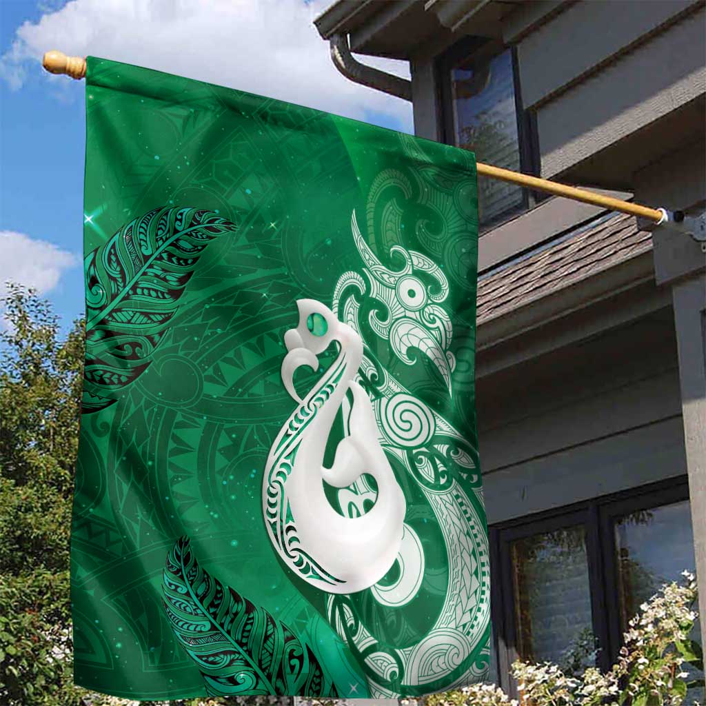 New Zealand Matariki Garden Flag Maori Manaia Galaxy Silver Fern Green Color