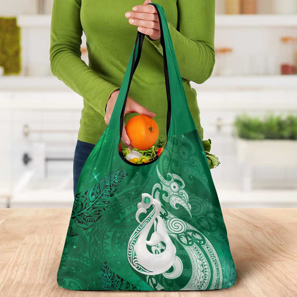 New Zealand Matariki Grocery Bag Maori Manaia Galaxy Silver Fern Green Color