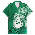 New Zealand Matariki Hawaiian Shirt Maori Manaia Galaxy Silver Fern Green Color