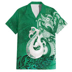 New Zealand Matariki Hawaiian Shirt Maori Manaia Galaxy Silver Fern Green Color