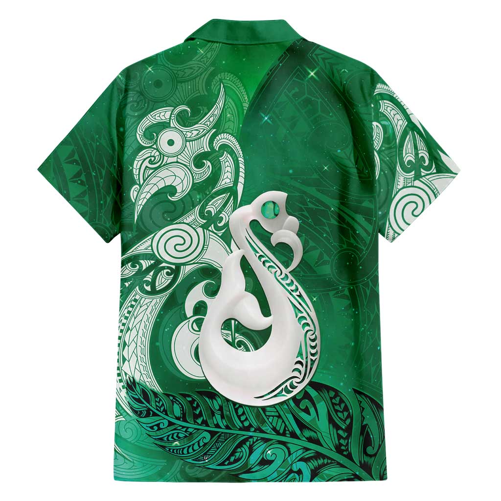 New Zealand Matariki Hawaiian Shirt Maori Manaia Galaxy Silver Fern Green Color