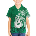 New Zealand Matariki Hawaiian Shirt Maori Manaia Galaxy Silver Fern Green Color