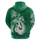 New Zealand Matariki Hoodie Maori Manaia Galaxy Silver Fern Green Color
