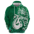 New Zealand Matariki Hoodie Maori Manaia Galaxy Silver Fern Green Color