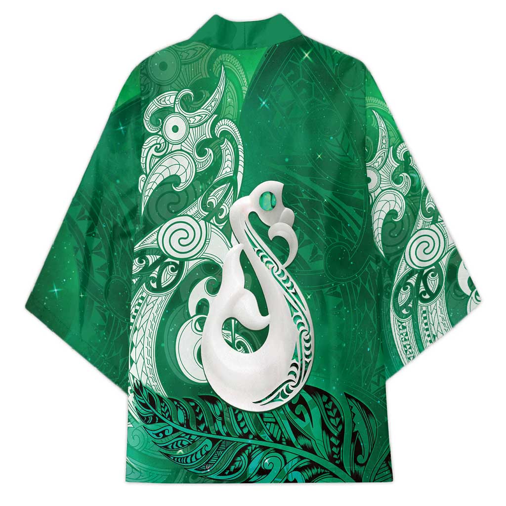 New Zealand Matariki Kimono Maori Manaia Galaxy Silver Fern Green Color