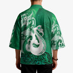 New Zealand Matariki Kimono Maori Manaia Galaxy Silver Fern Green Color