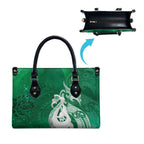 New Zealand Matariki Leather Bag Maori Manaia Galaxy Silver Fern Green Color