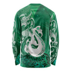 New Zealand Matariki Long Sleeve Shirt Maori Manaia Galaxy Silver Fern Green Color