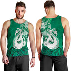 New Zealand Matariki Men Tank Top Maori Manaia Galaxy Silver Fern Green Color
