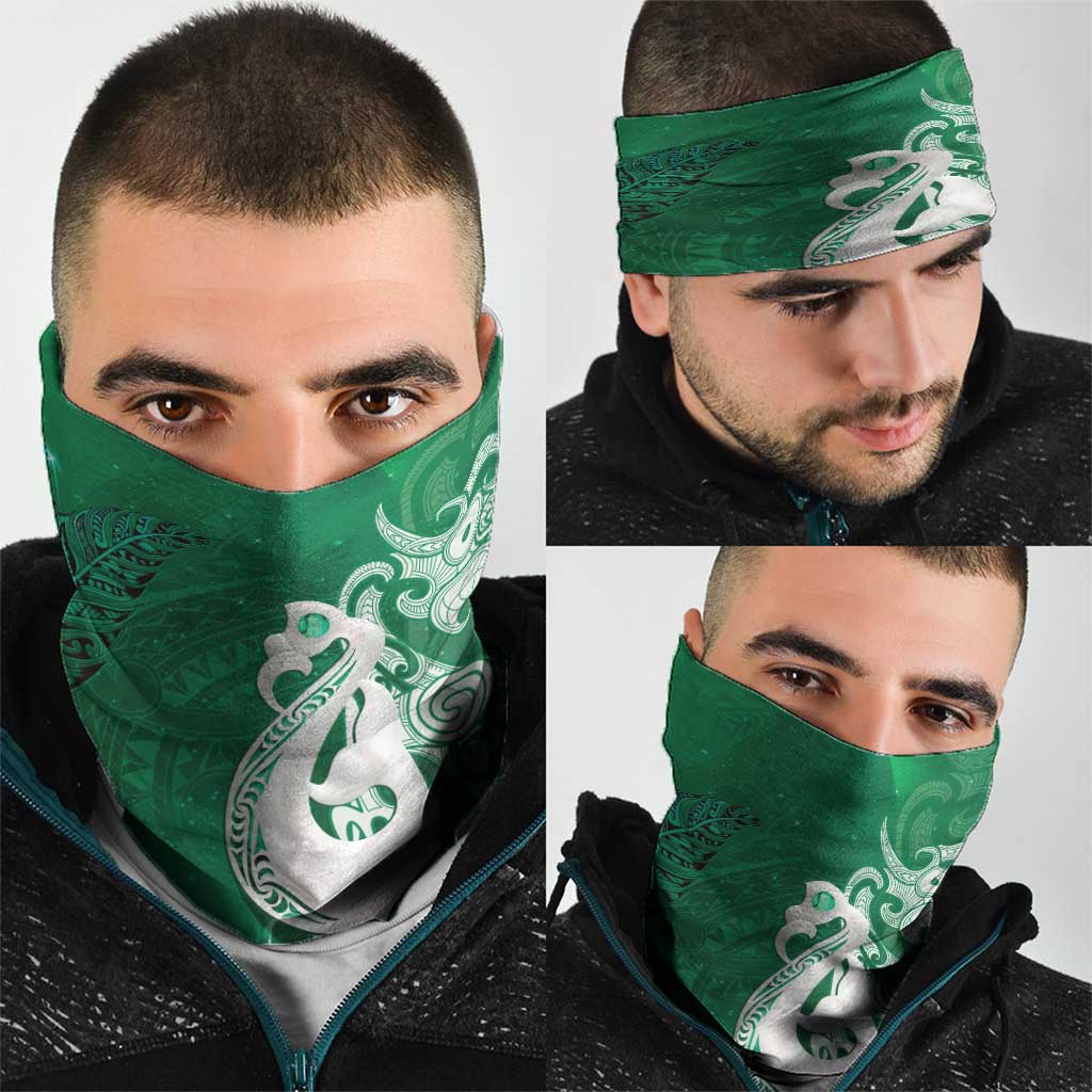 New Zealand Matariki Neck Gaiter Maori Manaia Galaxy Silver Fern Green Color