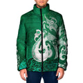 New Zealand Matariki Padded Jacket Maori Manaia Galaxy Silver Fern Green Color