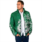 New Zealand Matariki Padded Jacket Maori Manaia Galaxy Silver Fern Green Color