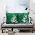 New Zealand Matariki Pillow Cover Maori Manaia Galaxy Silver Fern Green Color
