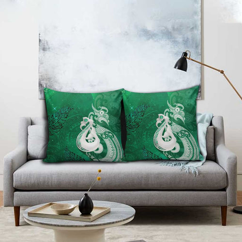 New Zealand Matariki Pillow Cover Maori Manaia Galaxy Silver Fern Green Color