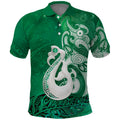 New Zealand Matariki Polo Shirt Maori Manaia Galaxy Silver Fern Green Color