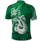 New Zealand Matariki Polo Shirt Maori Manaia Galaxy Silver Fern Green Color