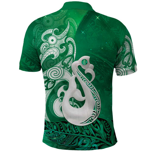 New Zealand Matariki Polo Shirt Maori Manaia Galaxy Silver Fern Green Color