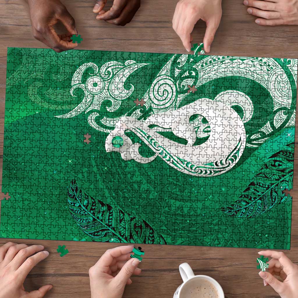 New Zealand Matariki Puzzle Maori Manaia Galaxy Silver Fern Green Color