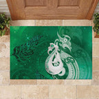 New Zealand Matariki Rubber Doormat Maori Manaia Galaxy Silver Fern Green Color