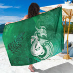 New Zealand Matariki Sarong Maori Manaia Galaxy Silver Fern Green Color