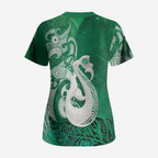 New Zealand Matariki Scrub Top Maori Manaia Galaxy Silver Fern Green Color